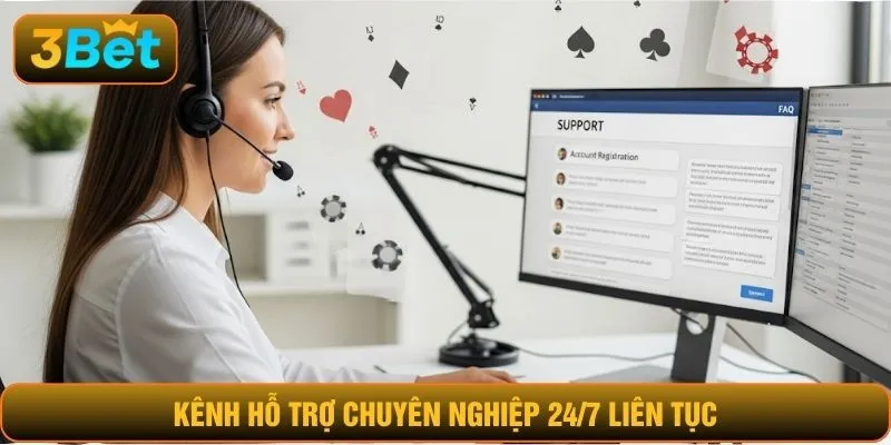 Kênh hỗ trợ chuyên nghiệp 24/7 liên tục