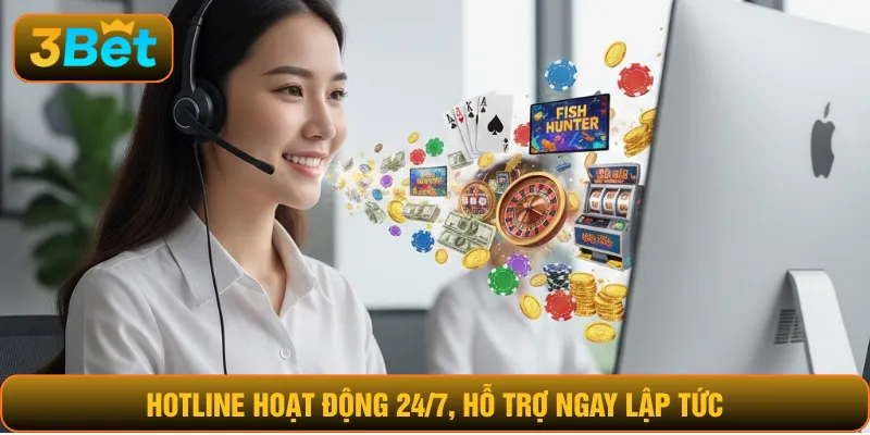 Hotline hoạt động 24/7, hỗ trợ ngay lập tức